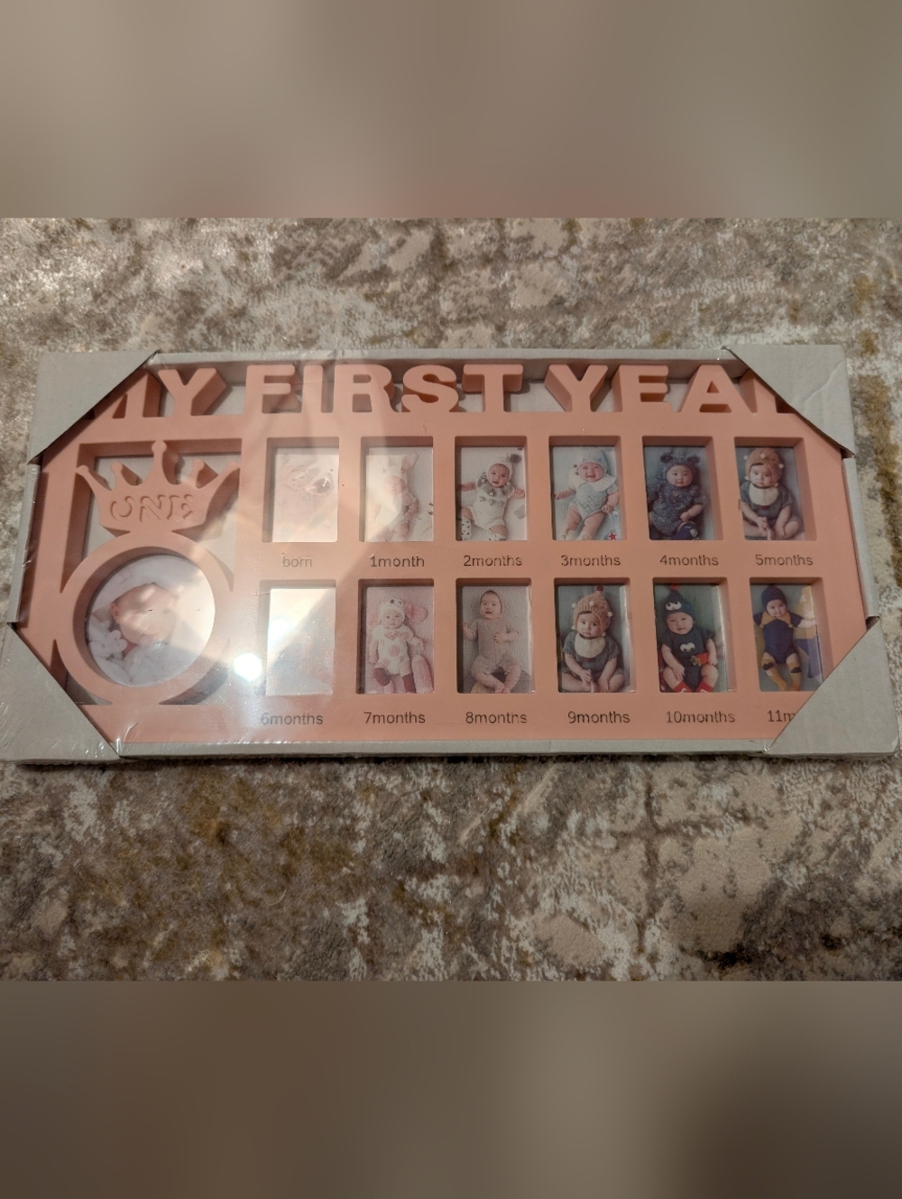 My First Year Pink Baby Photo Frame Collage